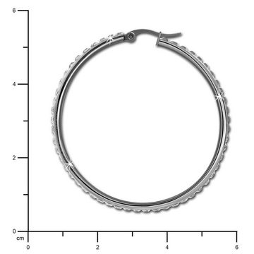 Amello Paar Creolen Amello Ohrringe Edelstahl Creolen 50mm (Creolen), Damen Creolen aus Edelstahl (Stainless Steel), silberfarben, weiß