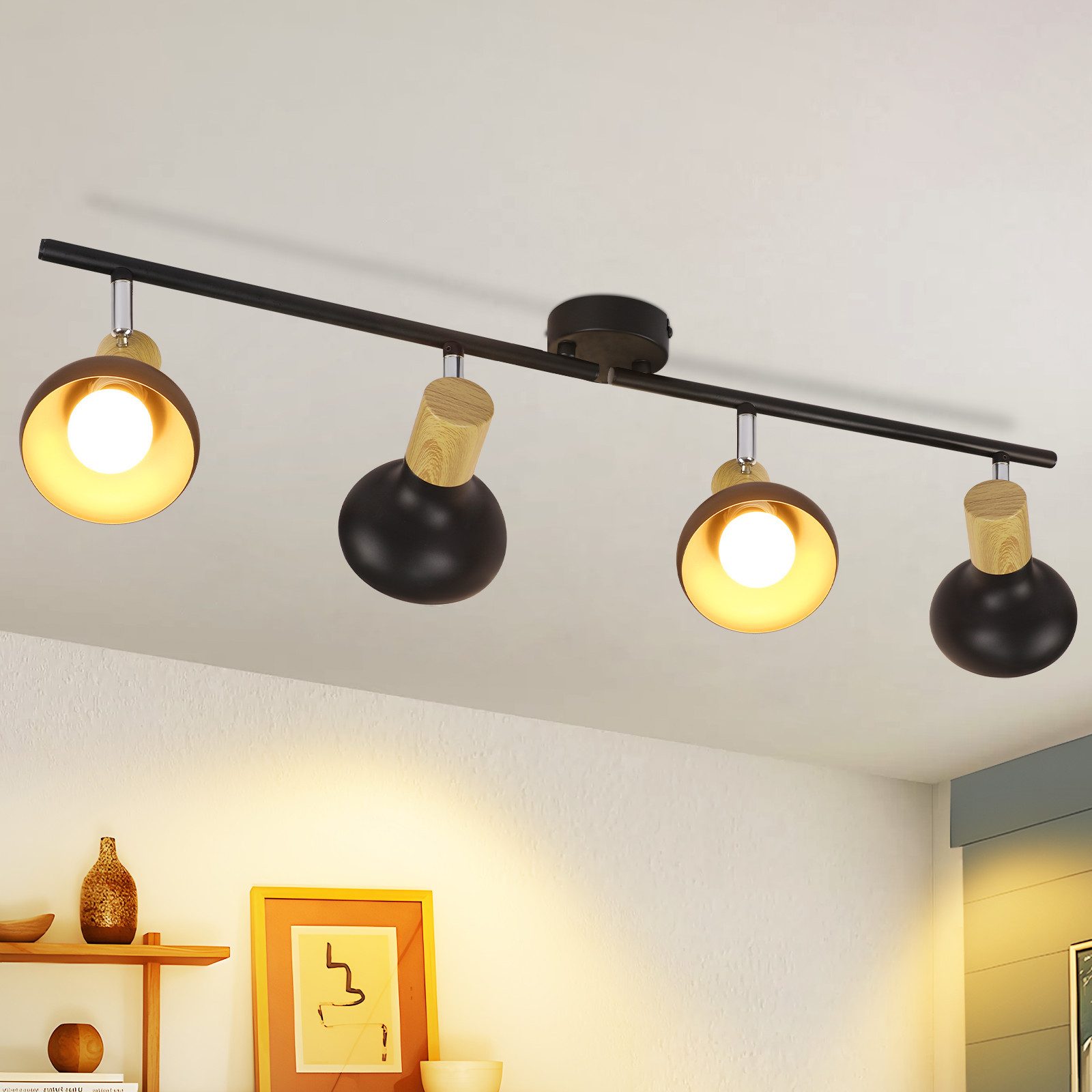 Nettlife Deckenstrahler Vintage E14 Innen 350°Schwenkbar Weiß Deckenlampe Flur, Schwenkbar 350°, ohne Leuchtmittel, Industrial 3/4/6 Flammig Rund Deckenspots für Hotel Wohnzimmer