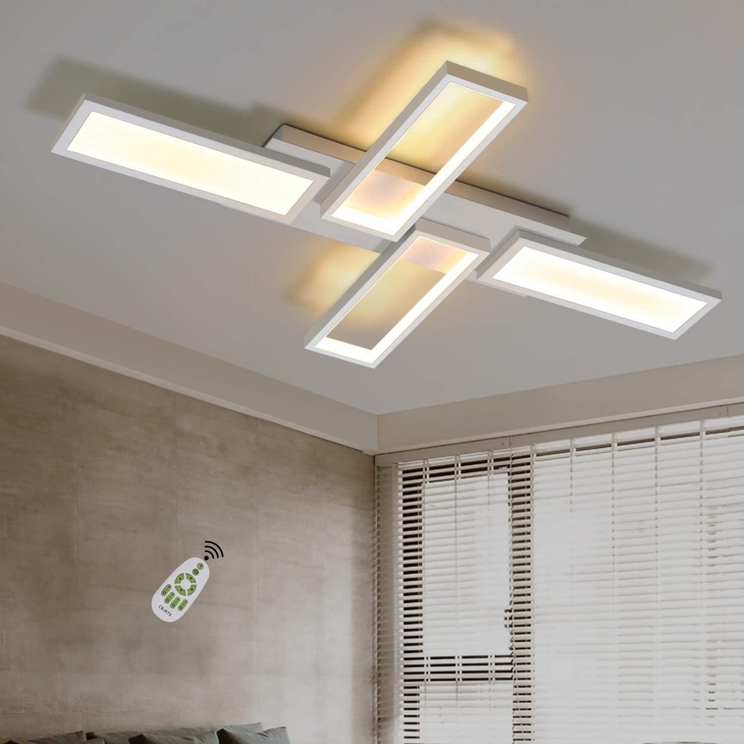ZMH Deckenleuchten »Deckenleuchte LED Wohnzimmerlampe Weiß Deckenlampe  Dimmbar 58W Eckig Modern Design Schlafzimmerlampe Küchenlampe mit  Fernbedienung Innen Deckenbeleuchtung Bürolampe Flurlampe [Energieklasse  A++]«, LED fest integriert