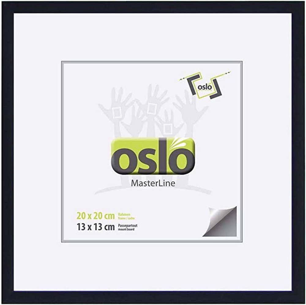 Oslo MasterLine Einzelrahmen Bilderrahmen 20 x 20 cm quadratisch Alu oder Holz schmal Aufsteller, 20 x 20 cm Aluminium Rahmenfarbe silber glänzend