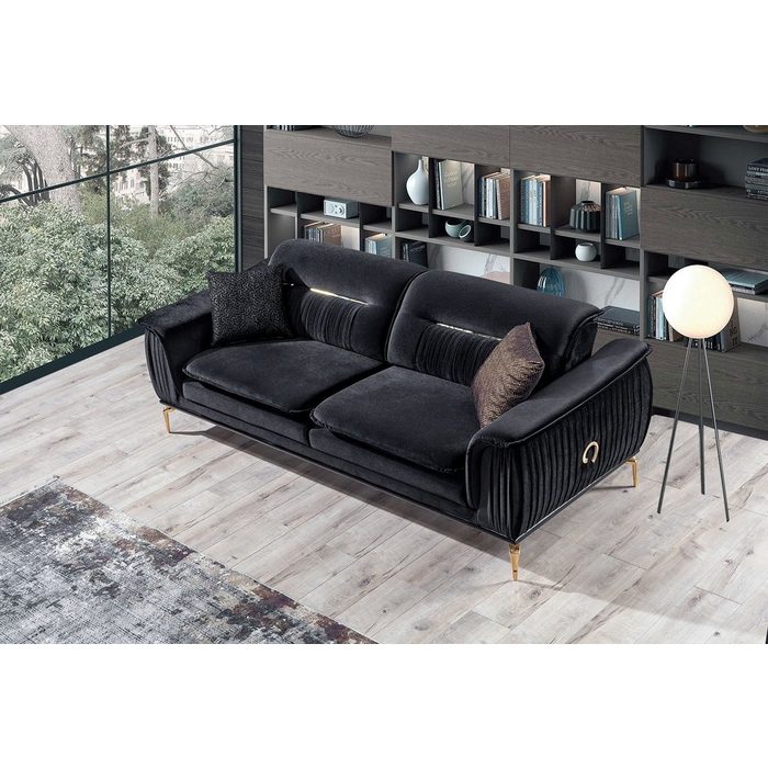 Villa Möbel Sofa Bologna Sofa mit umklappbarer Rückenlehne 1 Stk. 2-Sitzer Quality Made in Turkey Luxus-Microfaser (100% Polyester)