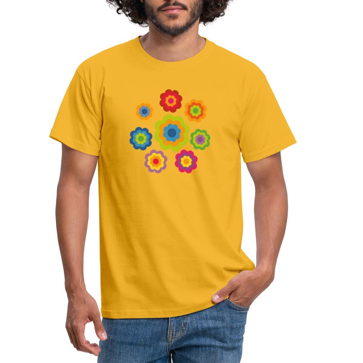 Spreadshirt T-Shirt 70er Jahre Hippie Flower Power Kostüm Blumen Outfit Män günstig online kaufen