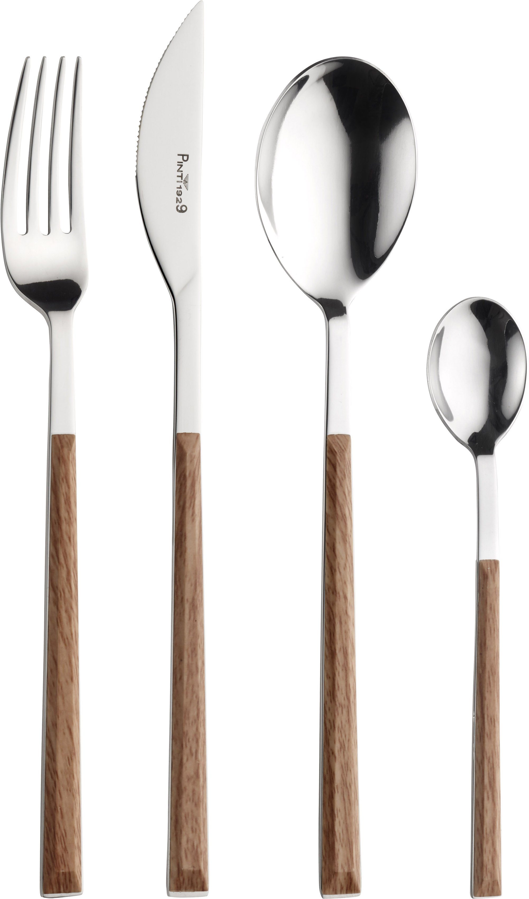 PINTINOX Besteck-Set Sushi (24-tlg), 6 Personen, Edelstahl 18/0, mit Kunststoffgriff in Holz-Optik