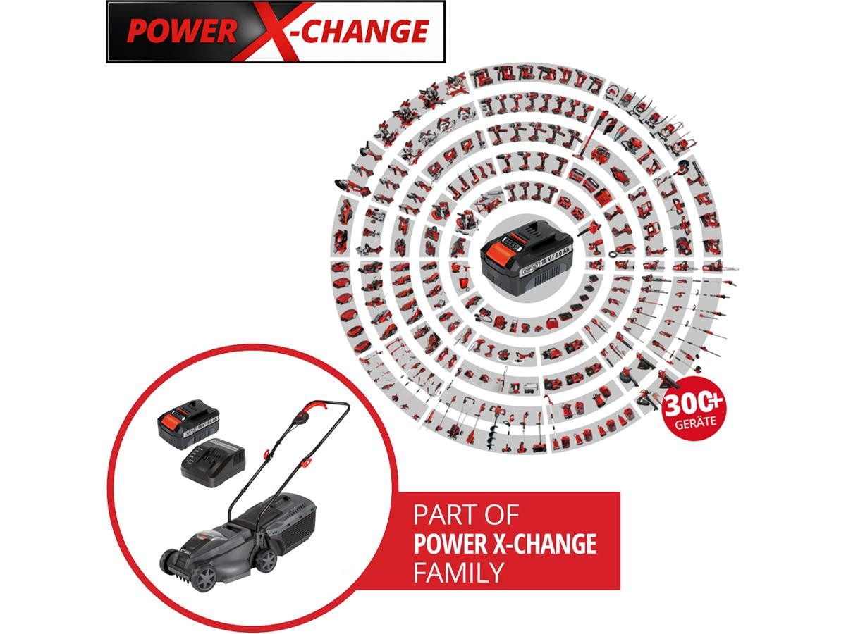KRAFTIXX® Akkurasenmäher KX-ARM 1832 Li, 32 cm Schnittbreite, (Set, inkl. Akku und Ladegrät), 32 cm Schnittbreite, kompatibel mit Einhell Power X-Change Akkusystem