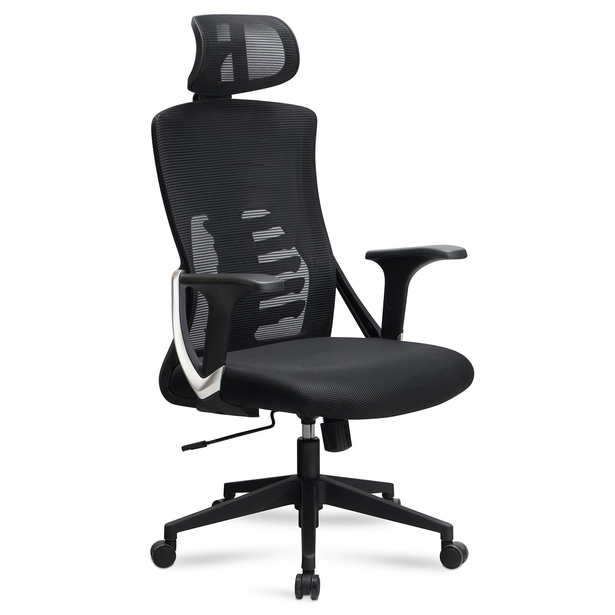 Amstyle Drehstuhl Bürostuhl Schreibtischstuhl Mesh Schwarz Ergonomisch 120 kg (Bürostuhl Schwarz Mesh-Bezug 120 kg Drehbar), Schreibtischstuhl Stoff, Ergonomisch mit Armlehnen