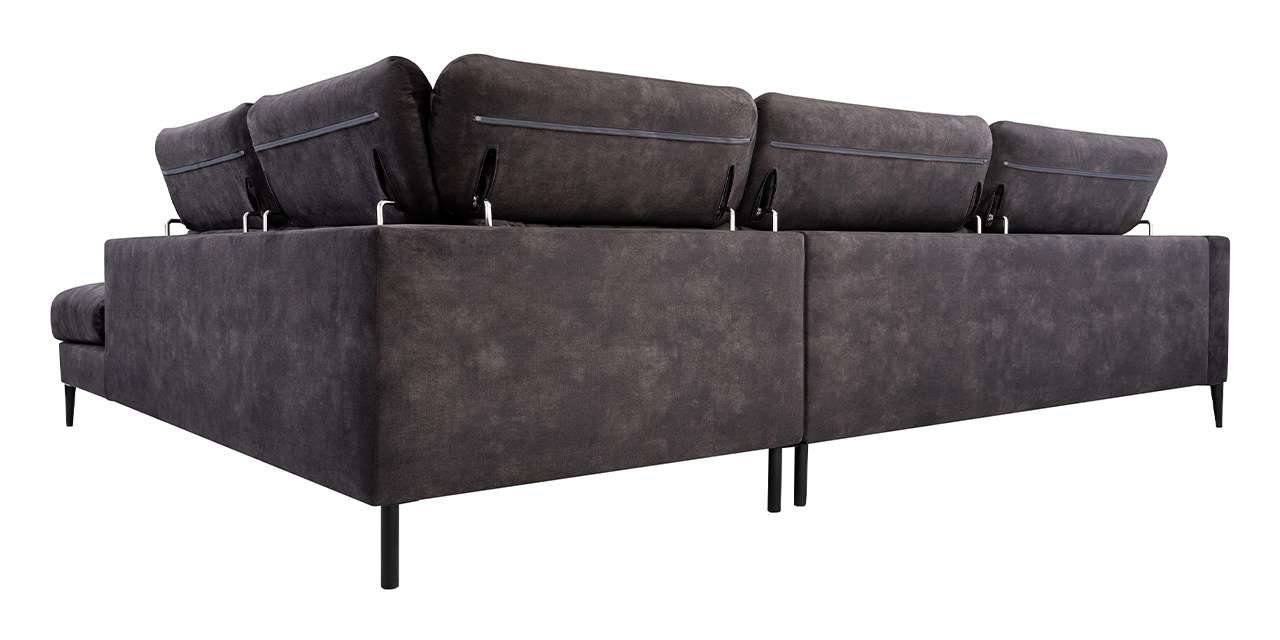 Wohnlandschaft - Modern Ecksofa L-Form MÖBEL Bettsofa - MKS Ecksofa, GESSO, Dunkelgrau Couch