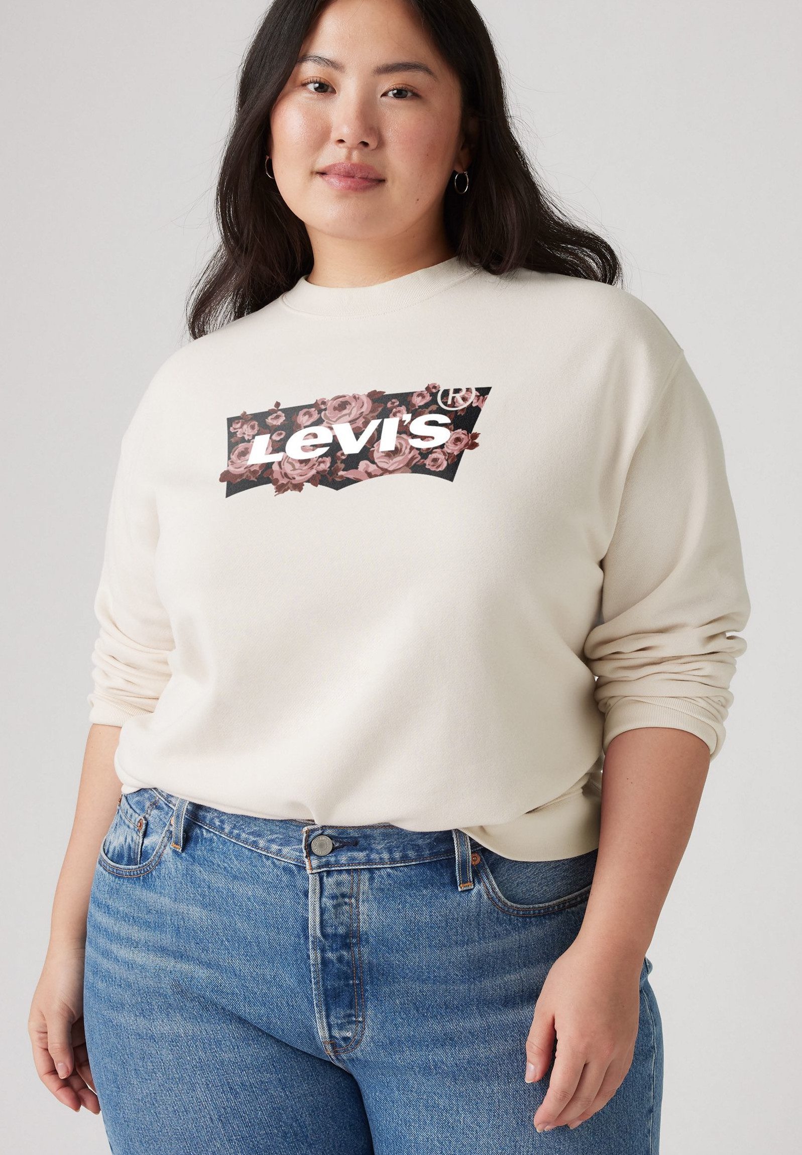 Levi's® Plus Sweatshirt PL GR EVERYDAY CREW mit Batwing-Logo mit Rosenprint