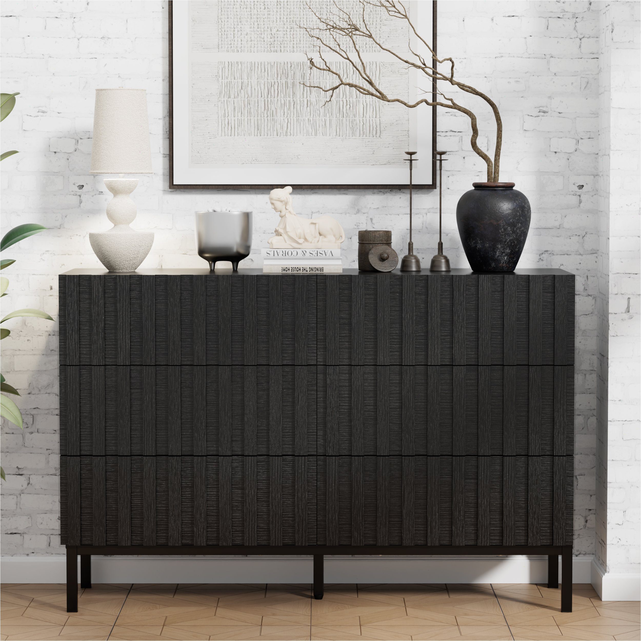 UEV Kommode schmal mit Schubladen, Sideboard für Wohnzimmer Schlafzimmer Flur (Packung, Aufbewahrungsschrank), Kippsicherung, Aufbewahrungskommode, TV Board Schubladenschrank Buffet