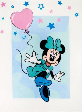 Kinderdecke Minnie Mouse Blau Maus 130 x 170 weich und kuschelig Coral Fleecedecke, BERONAGE