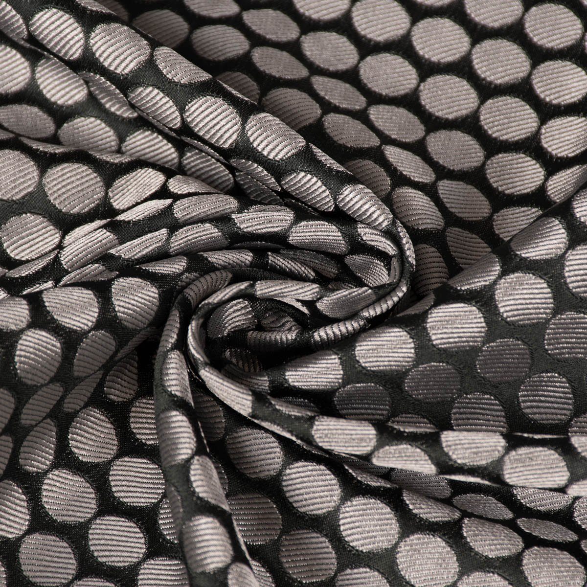 SCHÖNER LEBEN. Tischläufer Jacquard Punkte schwarz silbergrau, made in Germany,handmade,doubleface – Bild 4 von 5