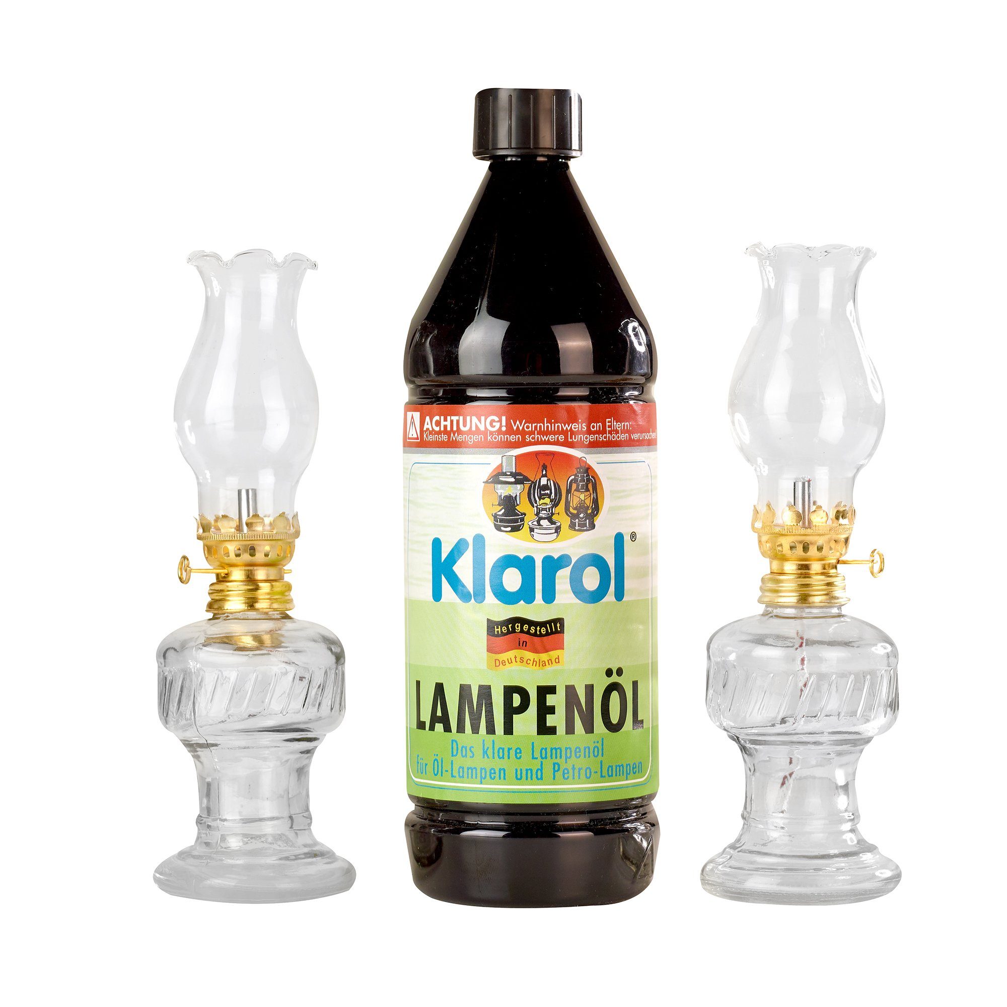 shopandmarry Windlicht 2x Öllampe aus Glas, 21 cm im Set mit Klarol Lampenö günstig online kaufen