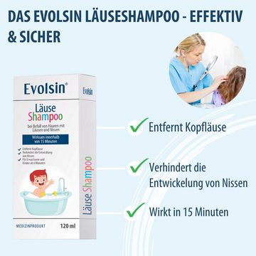 Evolsin Gelshampoo Läuseshampoo & Läusekamm für Erwachsene & Kinder ab 6 Monaten, Entfernt Kopfläuse