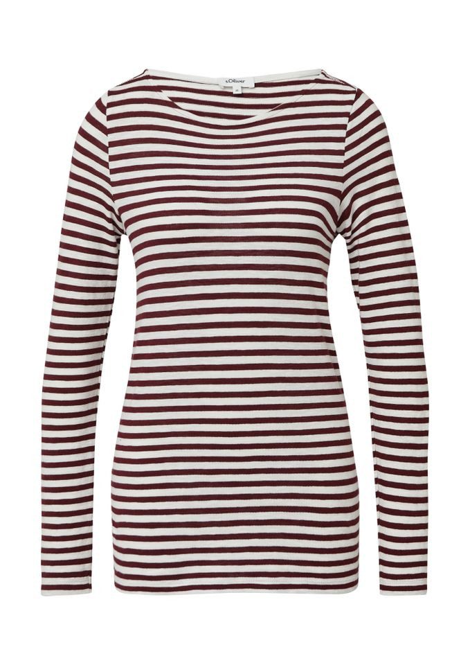 s.Oliver Langarmshirt - Gestreifter Longsleeve aus Flammgarn günstig online kaufen