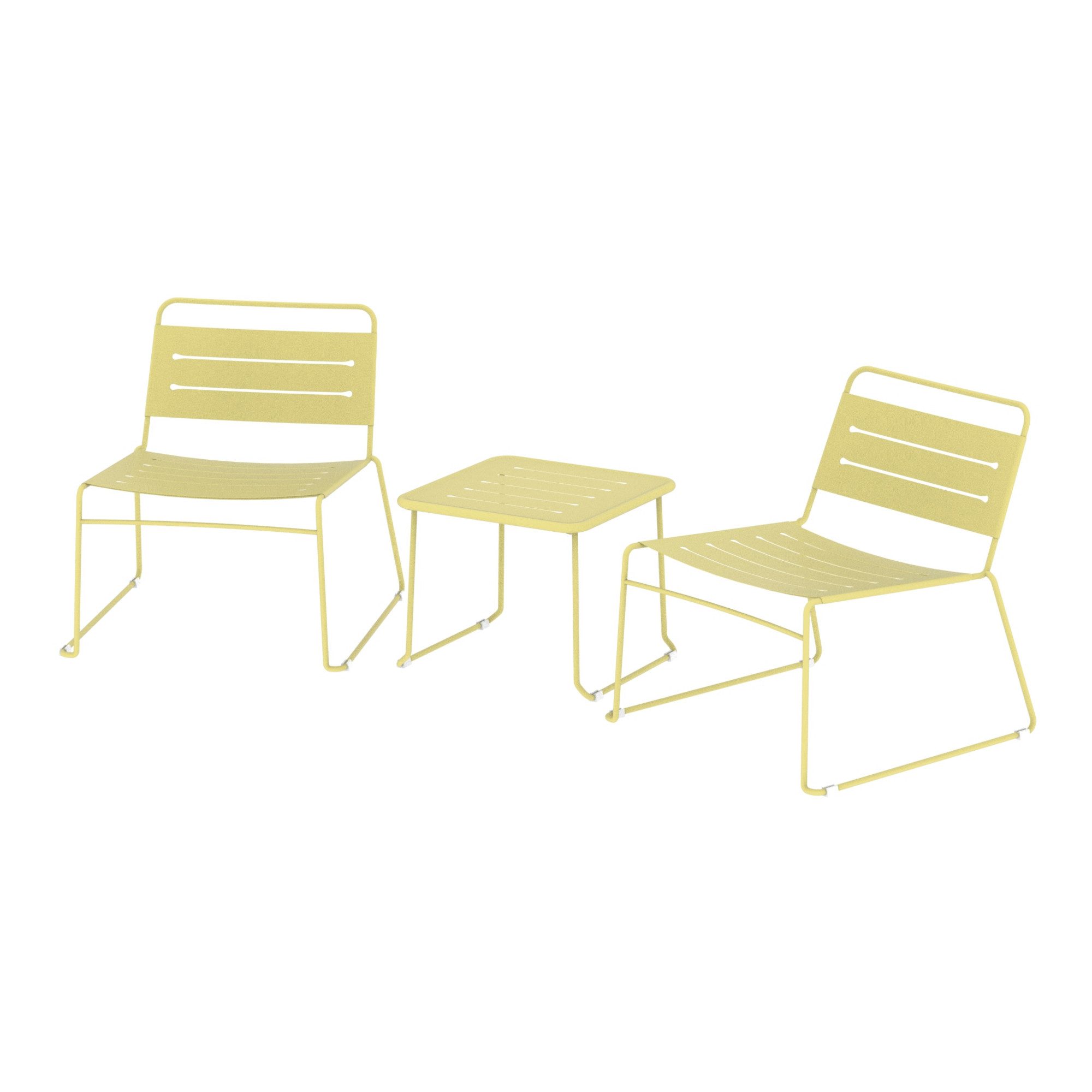 casa.pro Gartenlounge-Set, (3-tlg), »Andria« Stahl 3-tlg. Vanillegelb Outdo günstig online kaufen