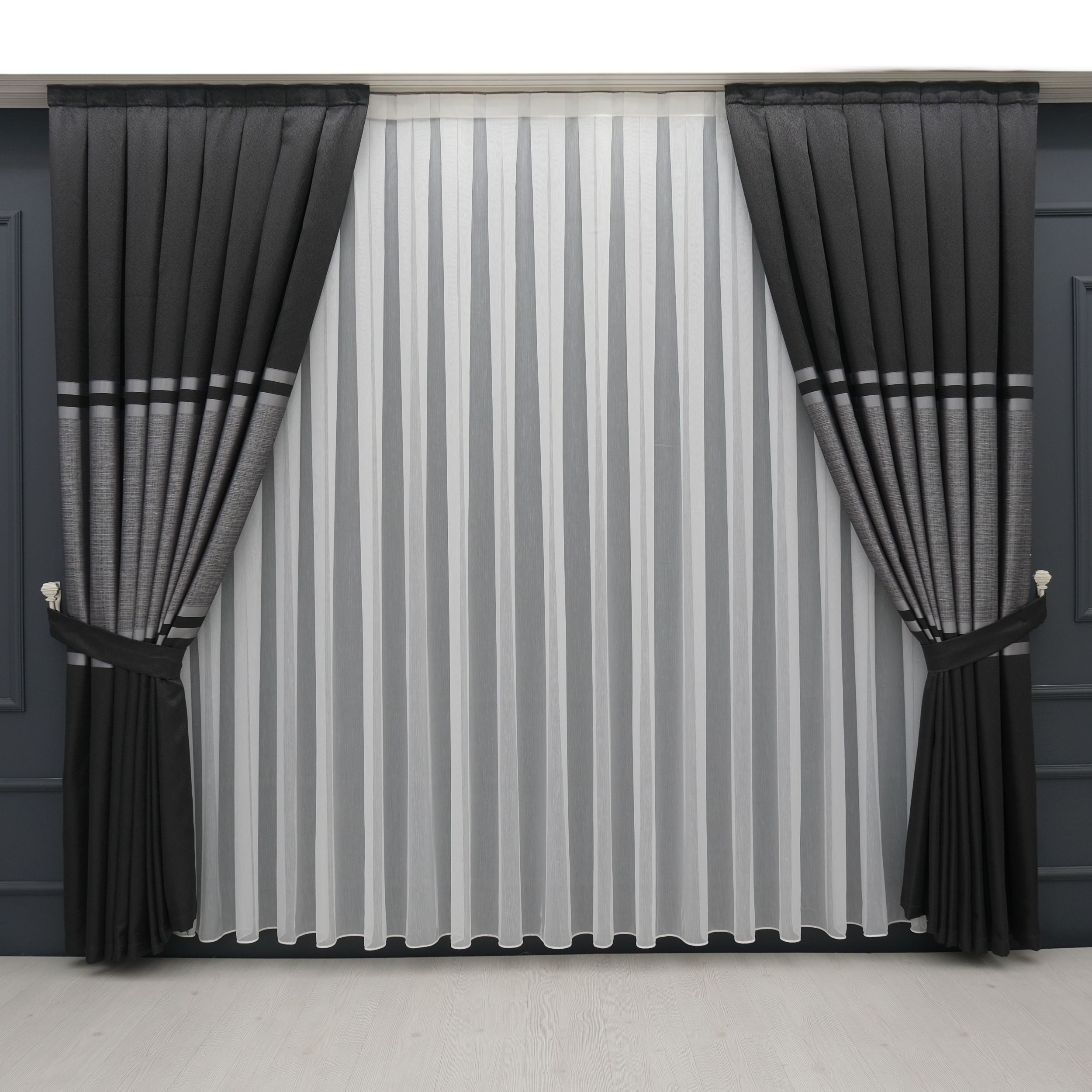 Gardinen by Justyna Vorhang Vorhang Komplett-Set Vorhang Schwarz Grau – Fal günstig online kaufen