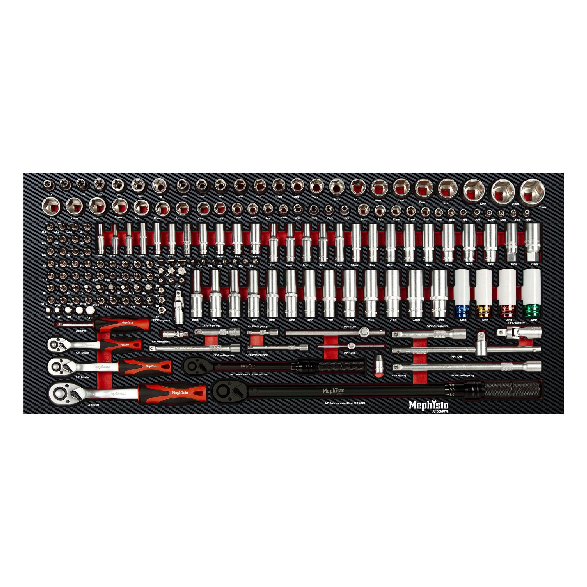 Mephisto-Tools Werkzeugset, (Set), metrisch, inkl. Soft Inlay in Carbon-Optik