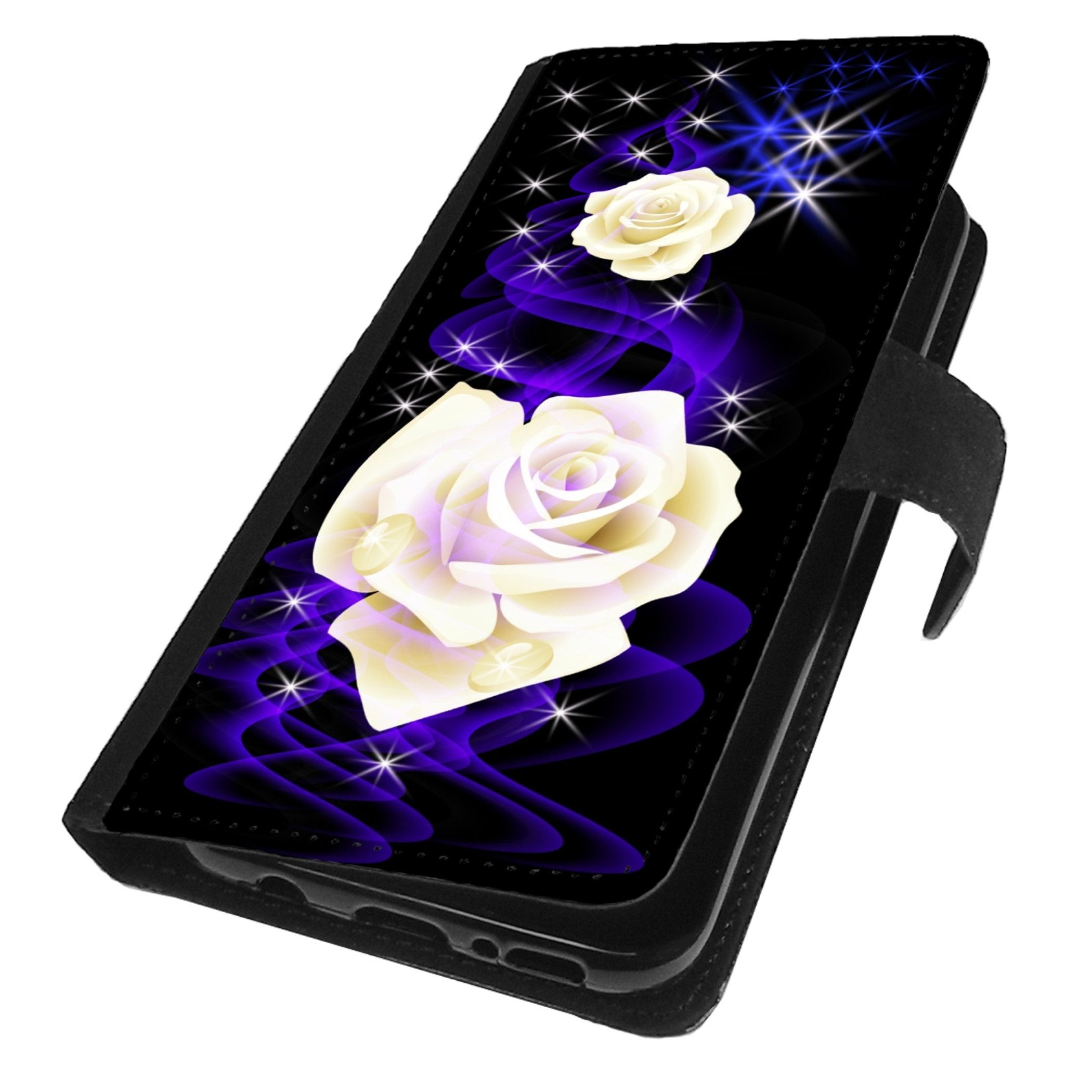 Traumhuelle Handyhülle MOTIV 298 Weiße Rose Schutz Hülle für Samsung Galaxy 5G, Handytasche Schutzhülle Flip Case Klapp Etui Cover Silikon