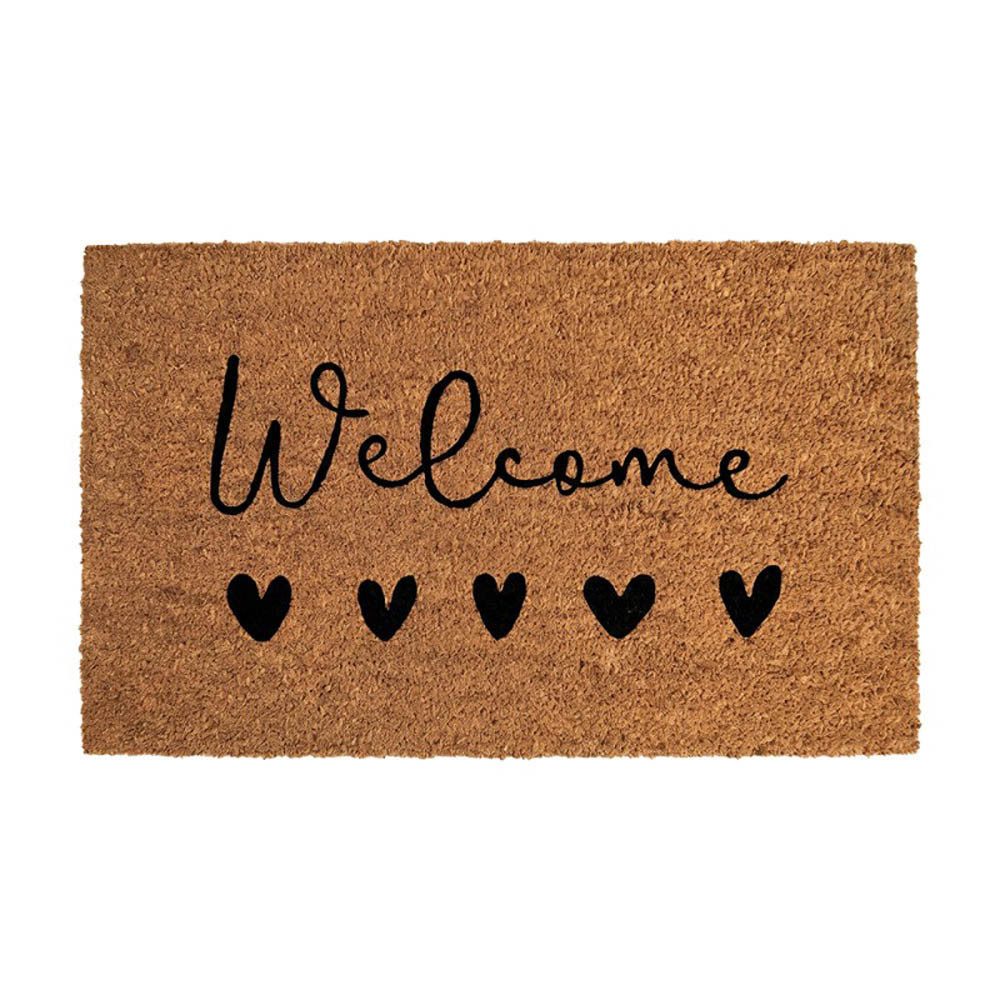 Clayre & Eef Fußmatte Fußmatte WARM WELCOME natur schwarz mit Herzen und Schrift Türmatte 75