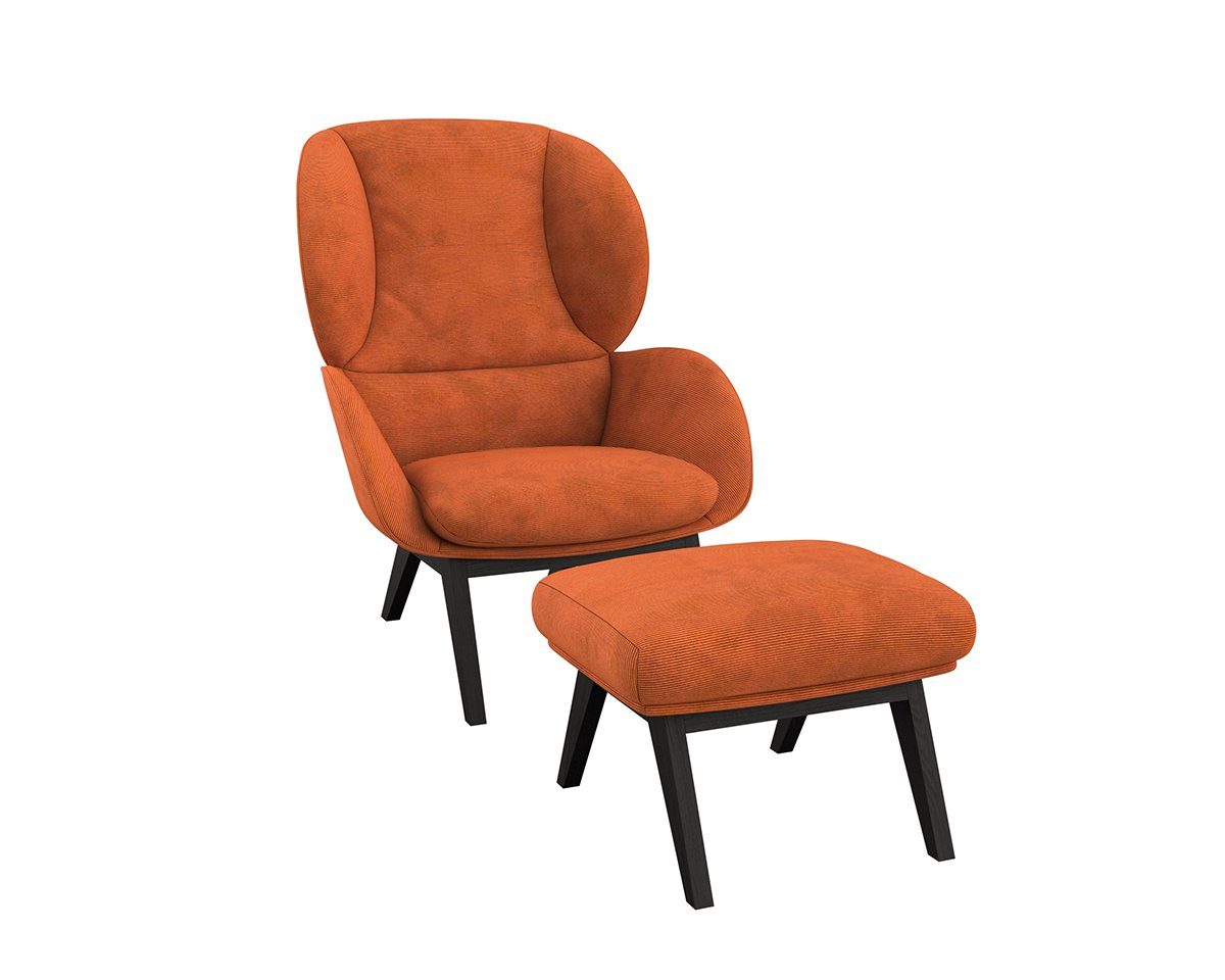 FLEXLUX Ohrensessel Adria Designsessel, Loungesessel, Stil & Komfort, organische Form, Fuß Holz schwarz