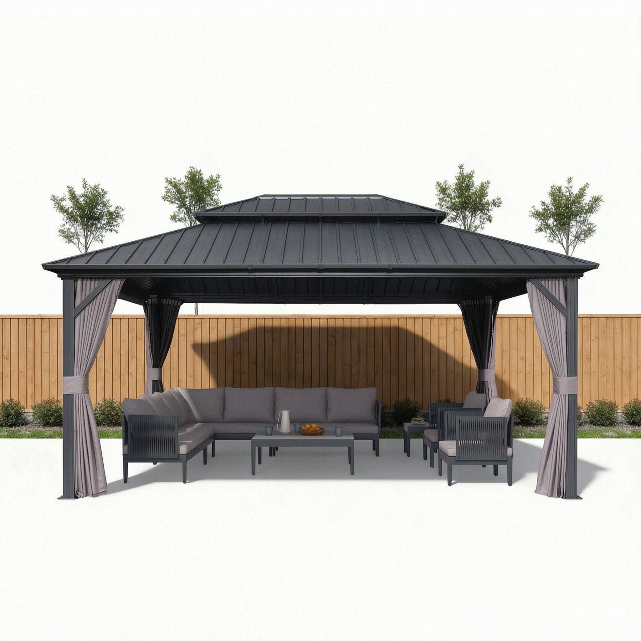 PURPLE LEAF Pavillon Günstiger Gartenpavillon, (1 Pavillon, mit Vorhängen und Moskitonetz), Wasserdicht, UV-beständig, Privatsphärenschutz