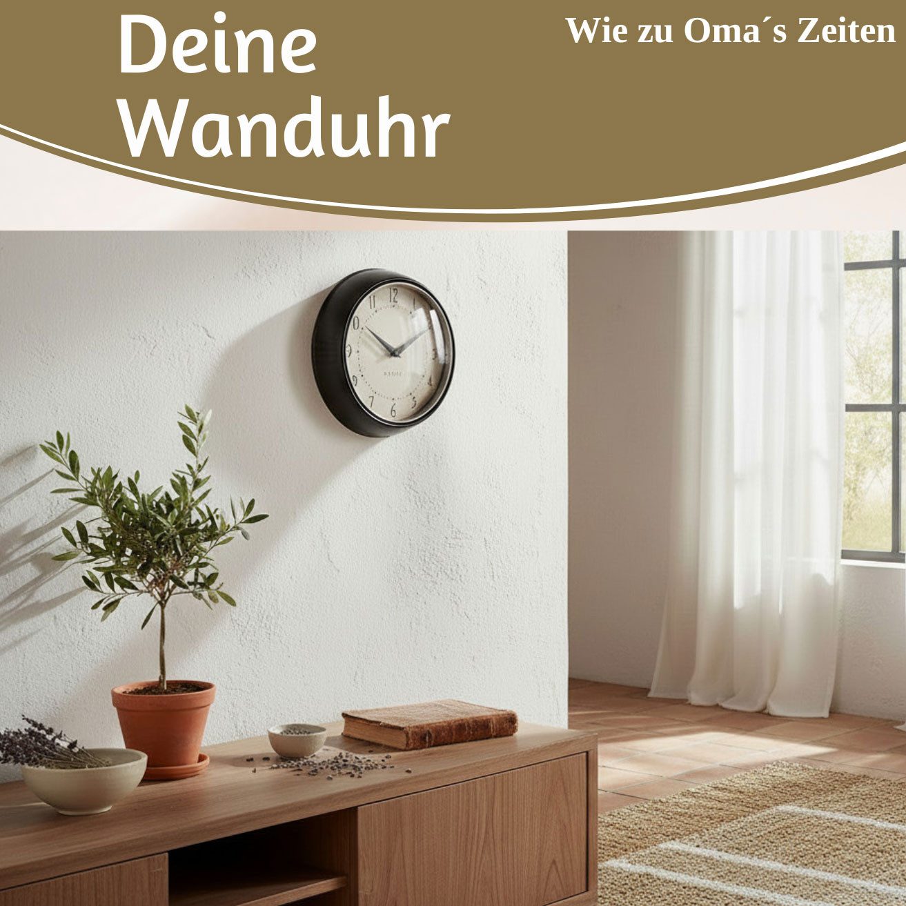 LS-LebenStil Wanduhr Nostalgische Metall Küchenuhr 23cm Schwarz Vintage Bürouhr Quarzwerk (Lautlos Leise ohne Ticken - Schlafzimmer Flur Büro Küche Wohnzimmer)