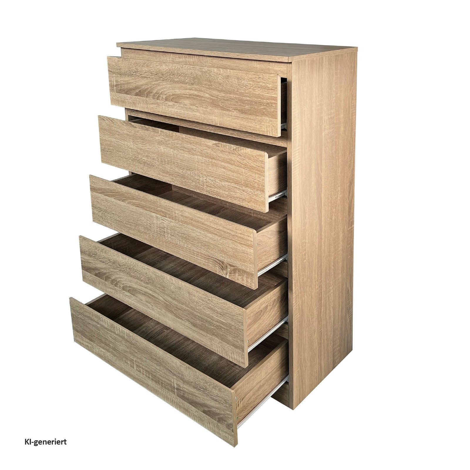HTI-Living Kommode Kommode mit 5 grifflosen Schubladen Sonoma (Stück, 1 St., 1 Kommode), Anrichte Sideboard Schrank – Bild 2 von 4