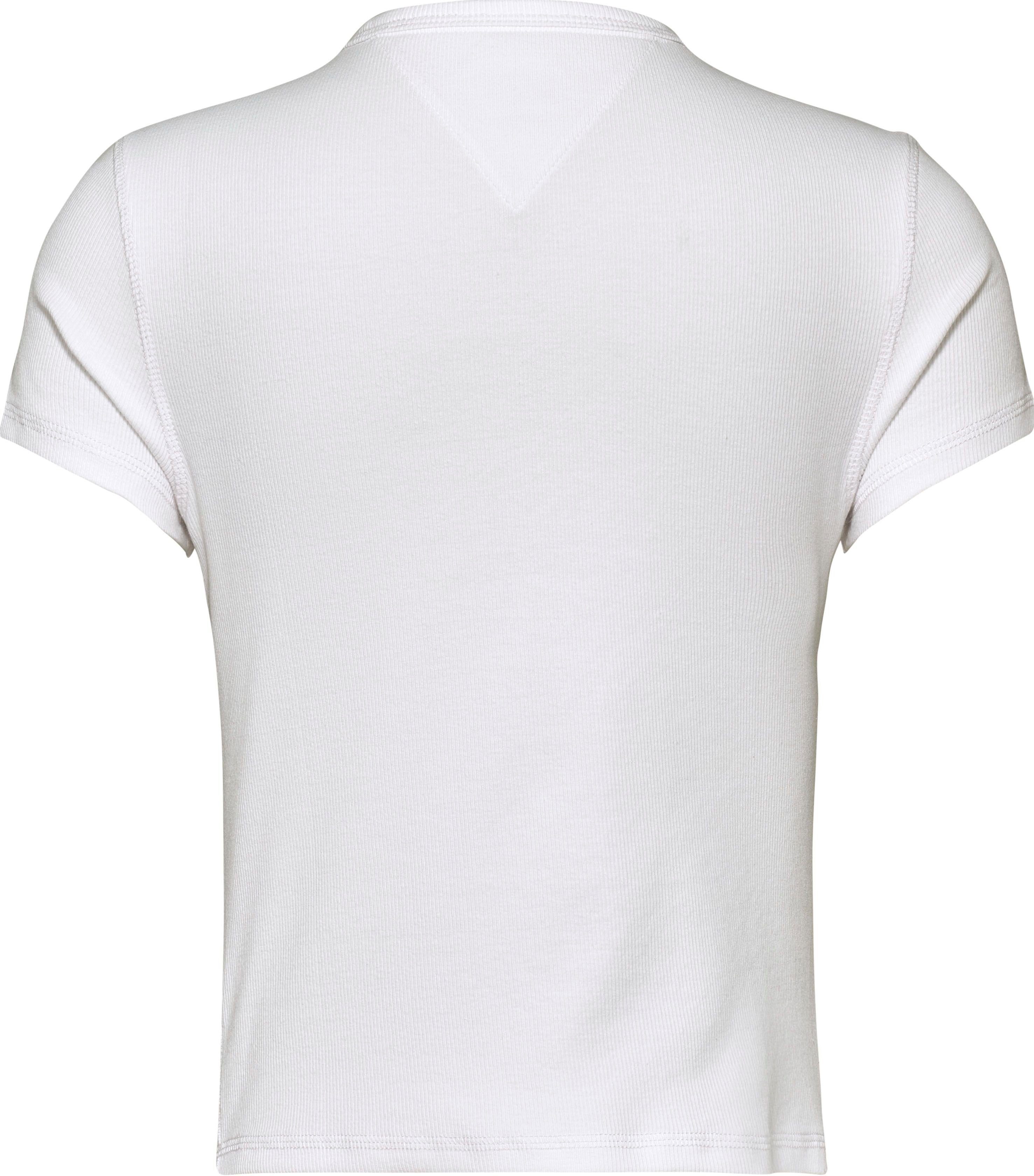 Tommy Jeans T-Shirt TJW BBY White BADGE mit RIB XS Logo-Badge