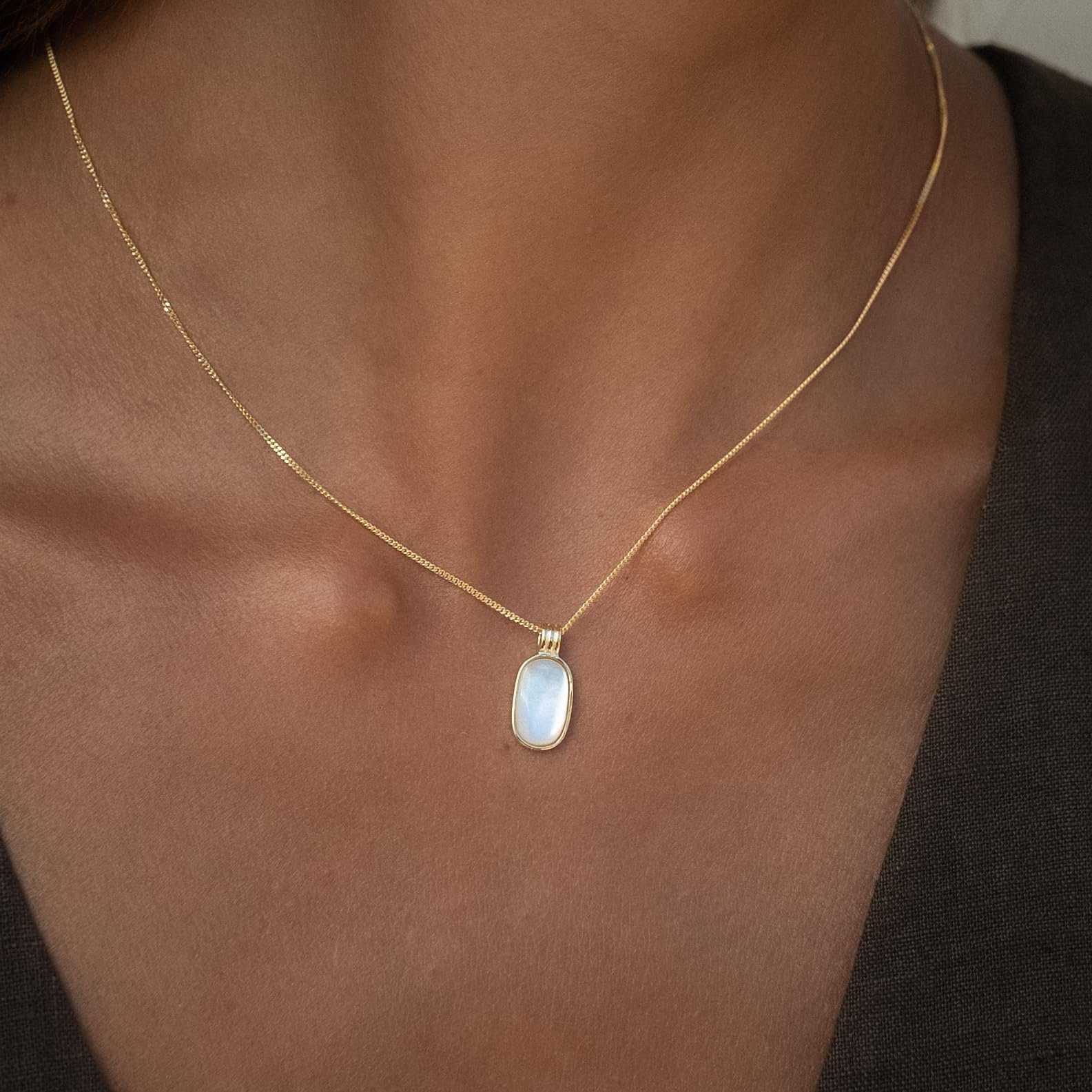 Made by Nami Kette mit Anhänger Silber Halskette vergoldet mit Perlmutt-Anh günstig online kaufen