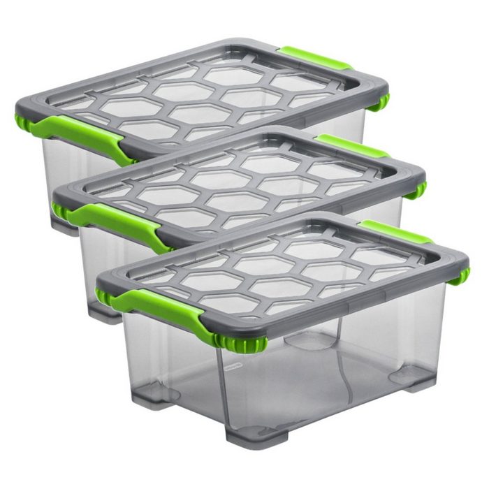 ROTHO Aufbewahrungsbox Evo Total Protection 3er-Set Aufbewahrungsbox 11l mit Deckel lebensmittelechter Kunststoff (PP) BPA-frei (Aufbewahrungsset 3er-Set)