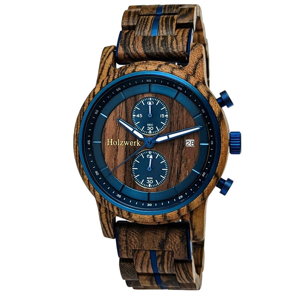 Holzwerk Chronograph Herren Holz Armband Uhr mit Datum, (Inklusive Armbandk günstig online kaufen