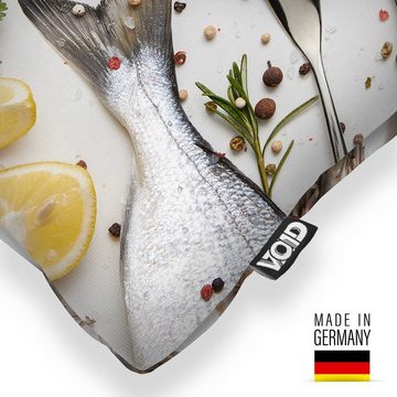 Kissenbezug, VOID (1 Stück), Sofa-Kissen Fisch Besteck Essen Roh Italien Meeresfrüchte Restaurant Kochen Küche Koch italienisch Nordsee Gericht Kochbuch nautisch Schiff Me