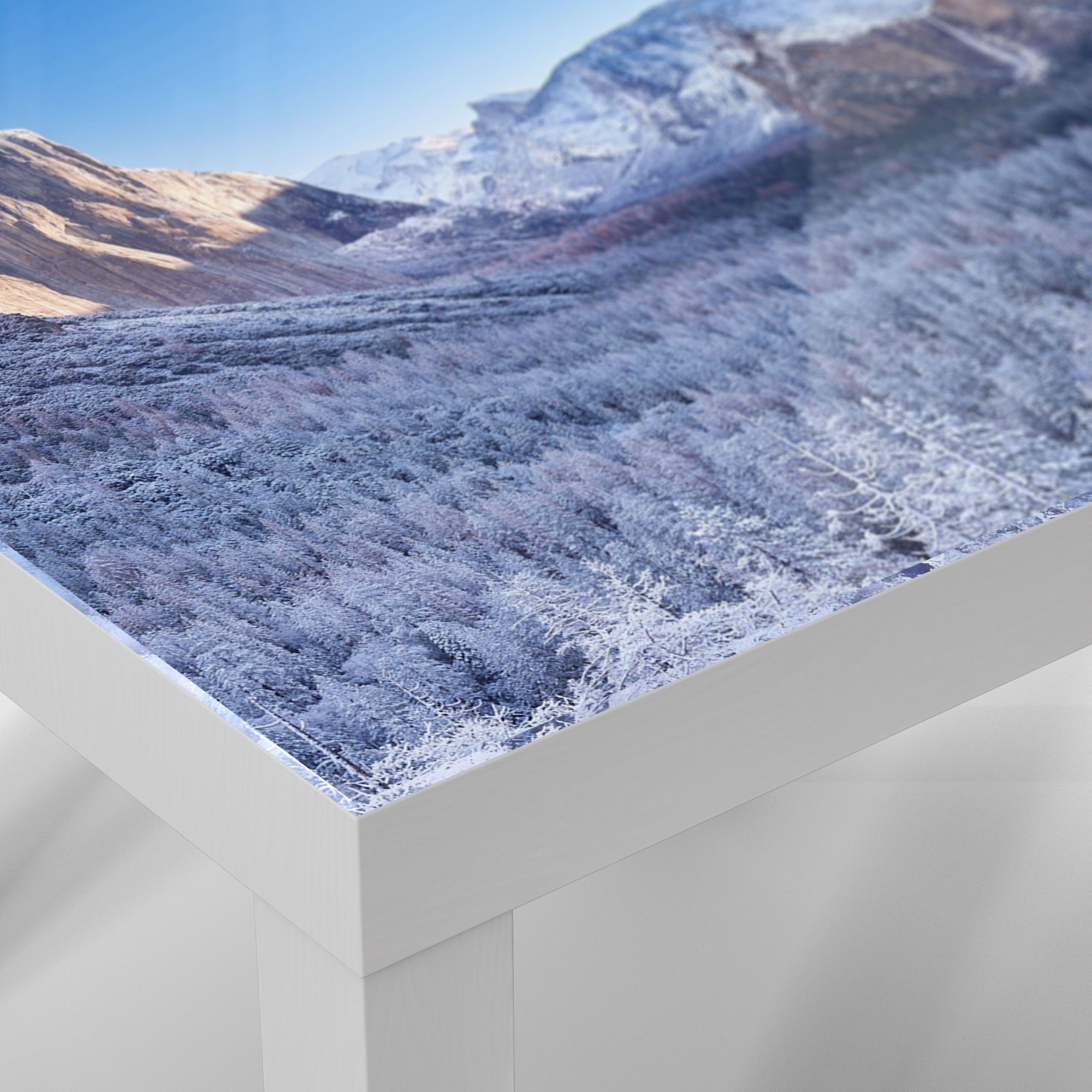 Couchtisch DEQORI Glas Glastisch modern 'Yosemite Winter', Beistelltisch Weiß im
