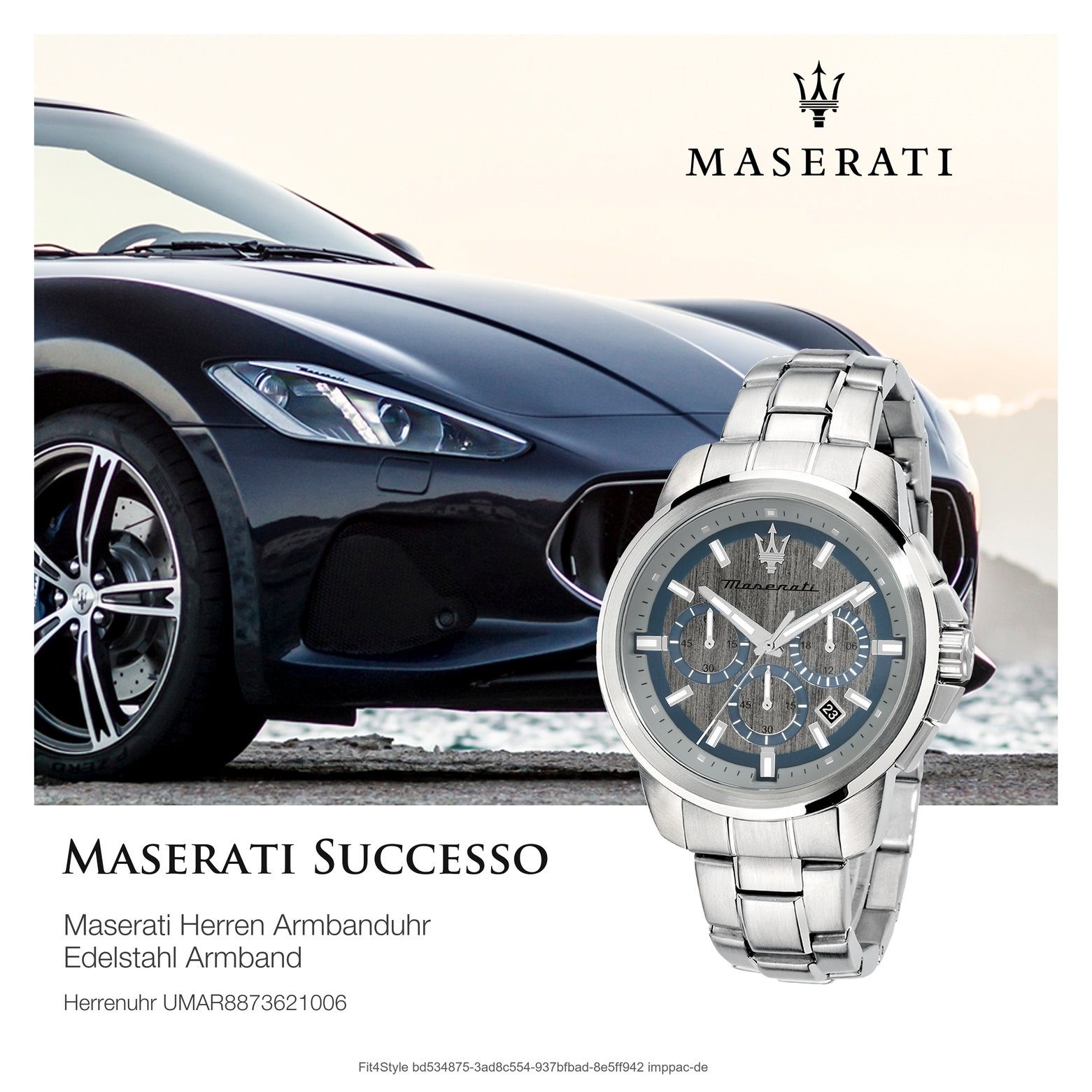52x44mm) (ca. Herrenuhr Uhr rund, Italy Chronograph, Maserati Made-In Edelstahlarmband, groß Chronograph MASERATI Herren