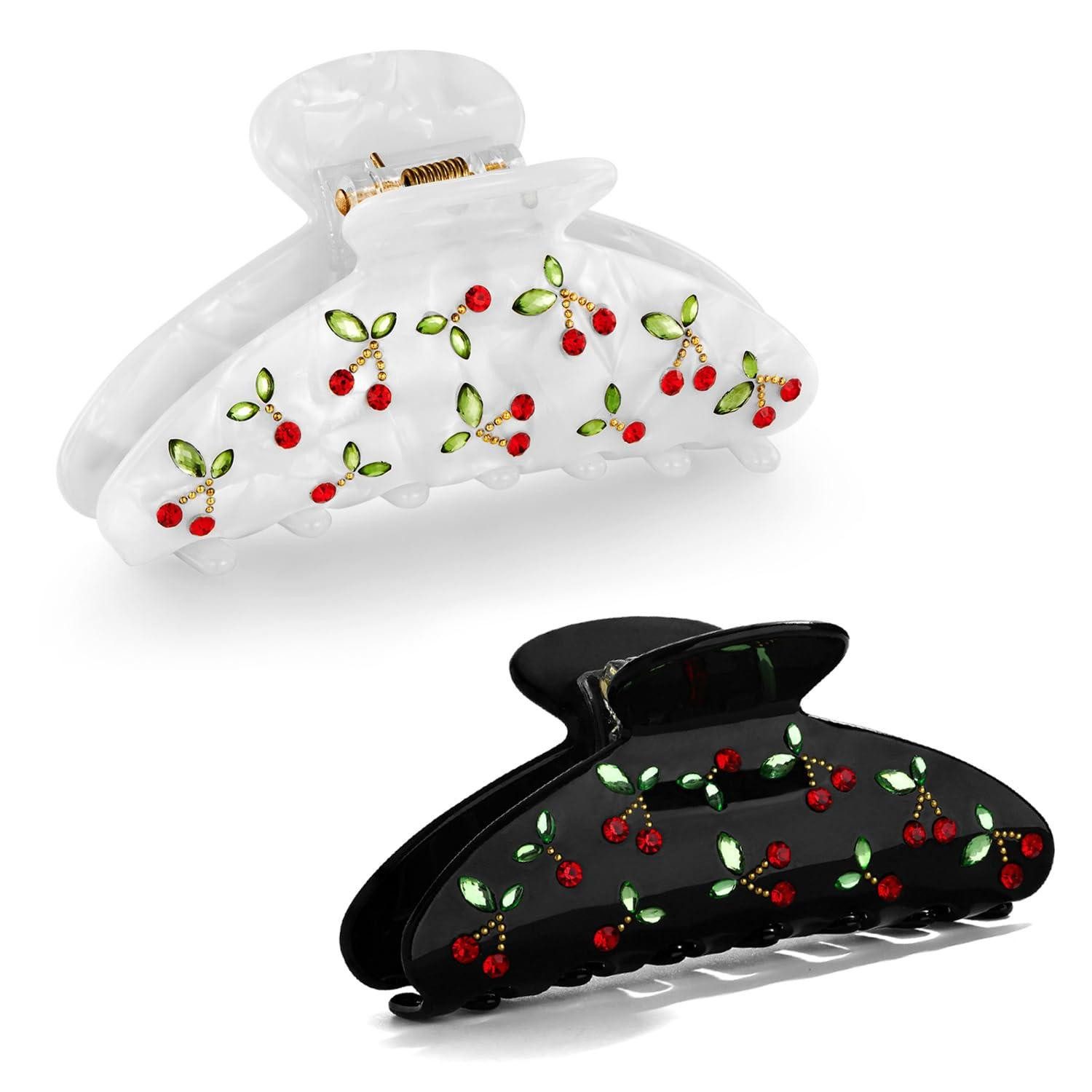 LuxusKollektion Haarspange Haarspangen-Set Damen Kirsch-Design 2er Pack Rutschfest Langlebig