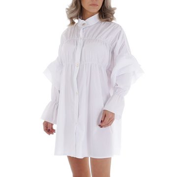 Ital-Design Blusenkleid Damen Freizeit Rüschen Blusenkleid in Weiß