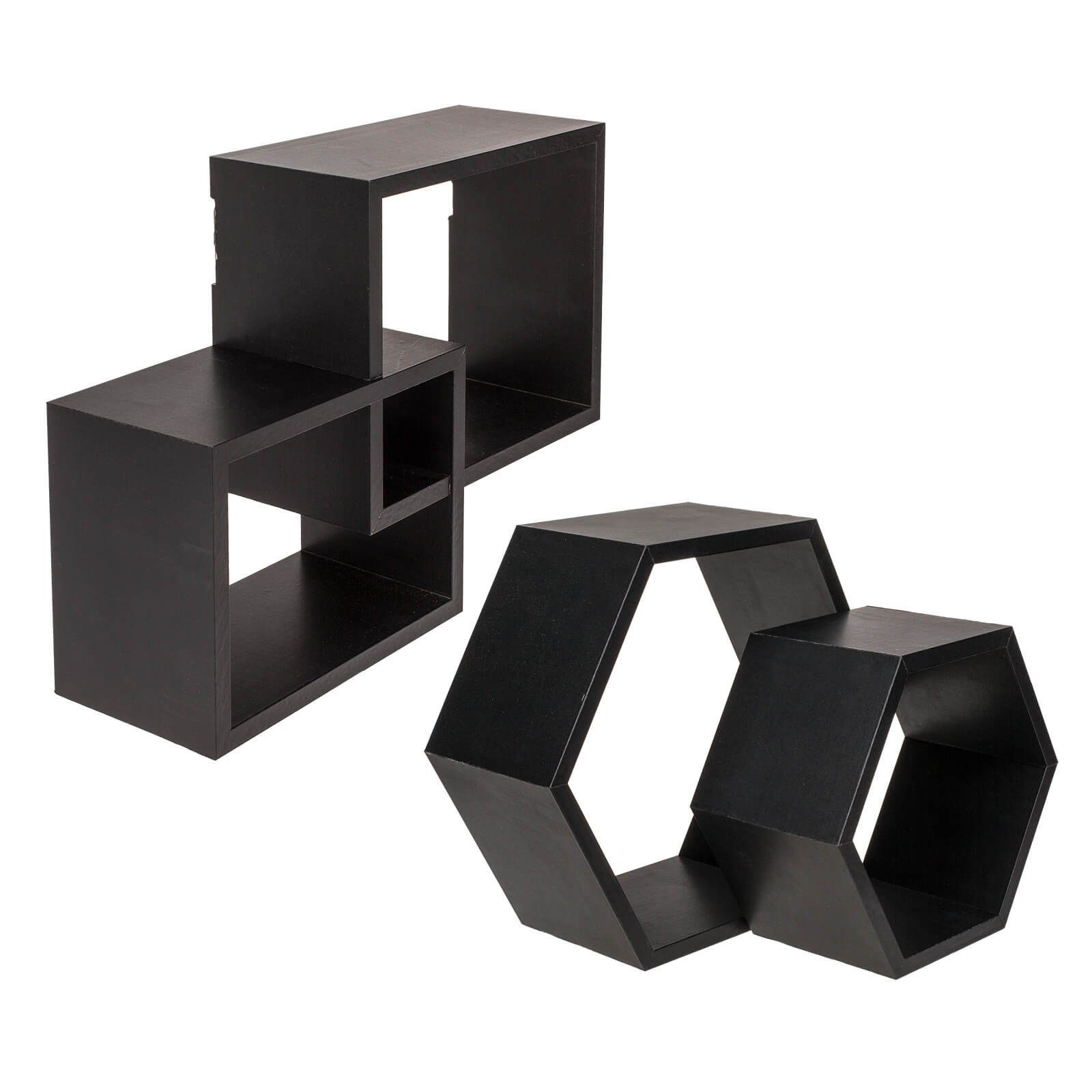 Out of the Blue Deko-Wandregal 3er Set Holz Deko Wandregal 6-eckig 4-eckig günstig online kaufen