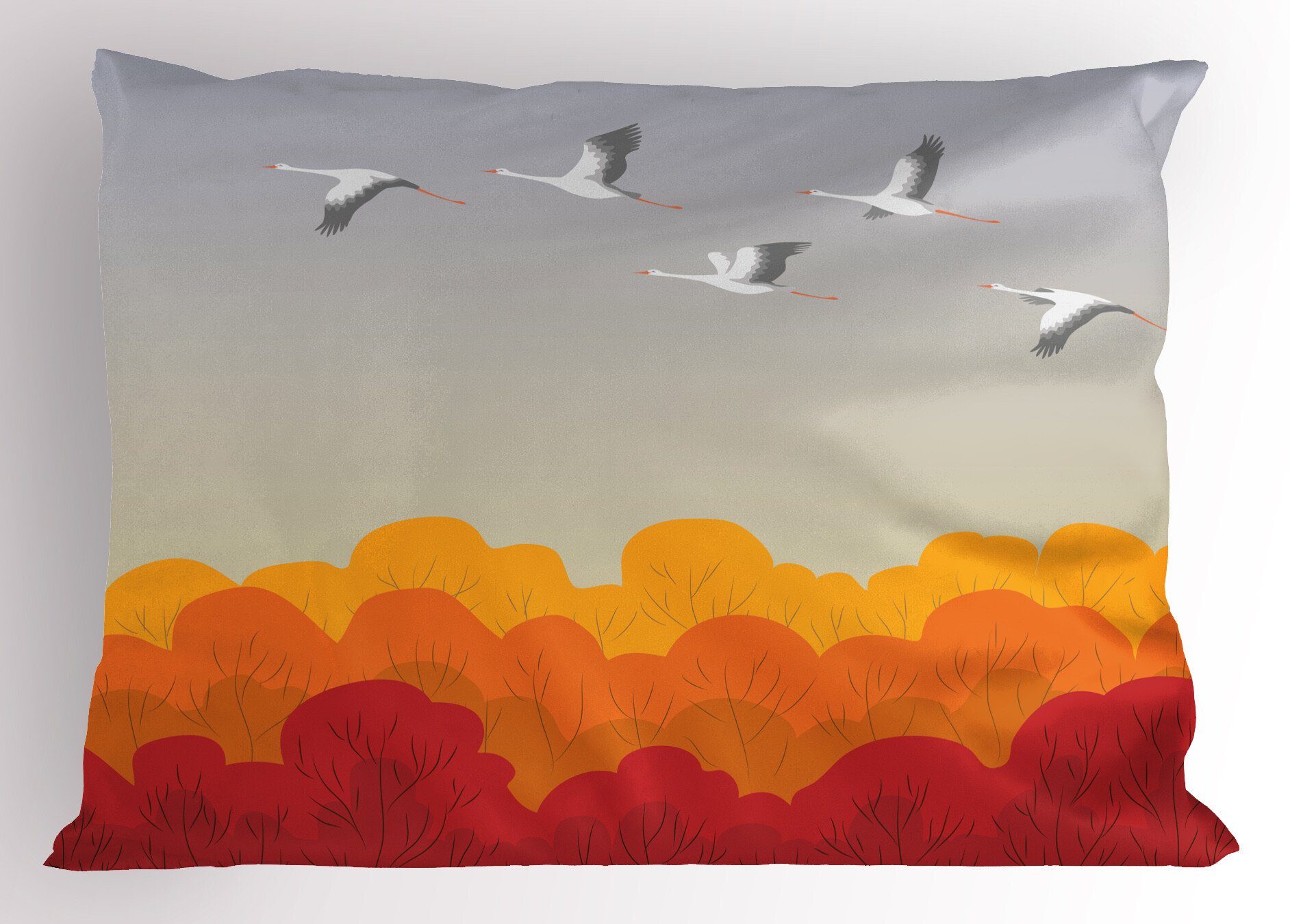 Size Kissenbezüge Kopfkissenbezug, Vogel Dekorativer Gedruckter (1 Fliegen Stück), Abakuhaus Strokes Herbstwald Standard