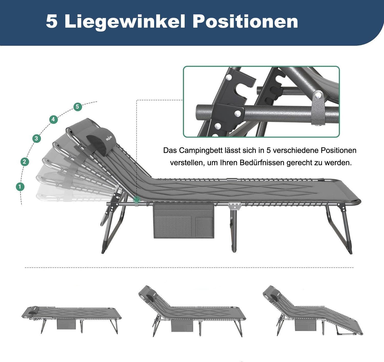 UDPATIO Campingliege Camping Betten Feldbetten Klappbar, günstig online kaufen