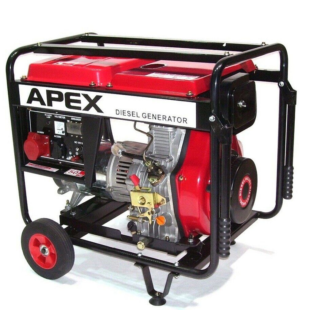Apex Stromerzeuger Diesel Stromerzeuger Generator 5500 400V Notstromaggregat 06282, (1-tlg)