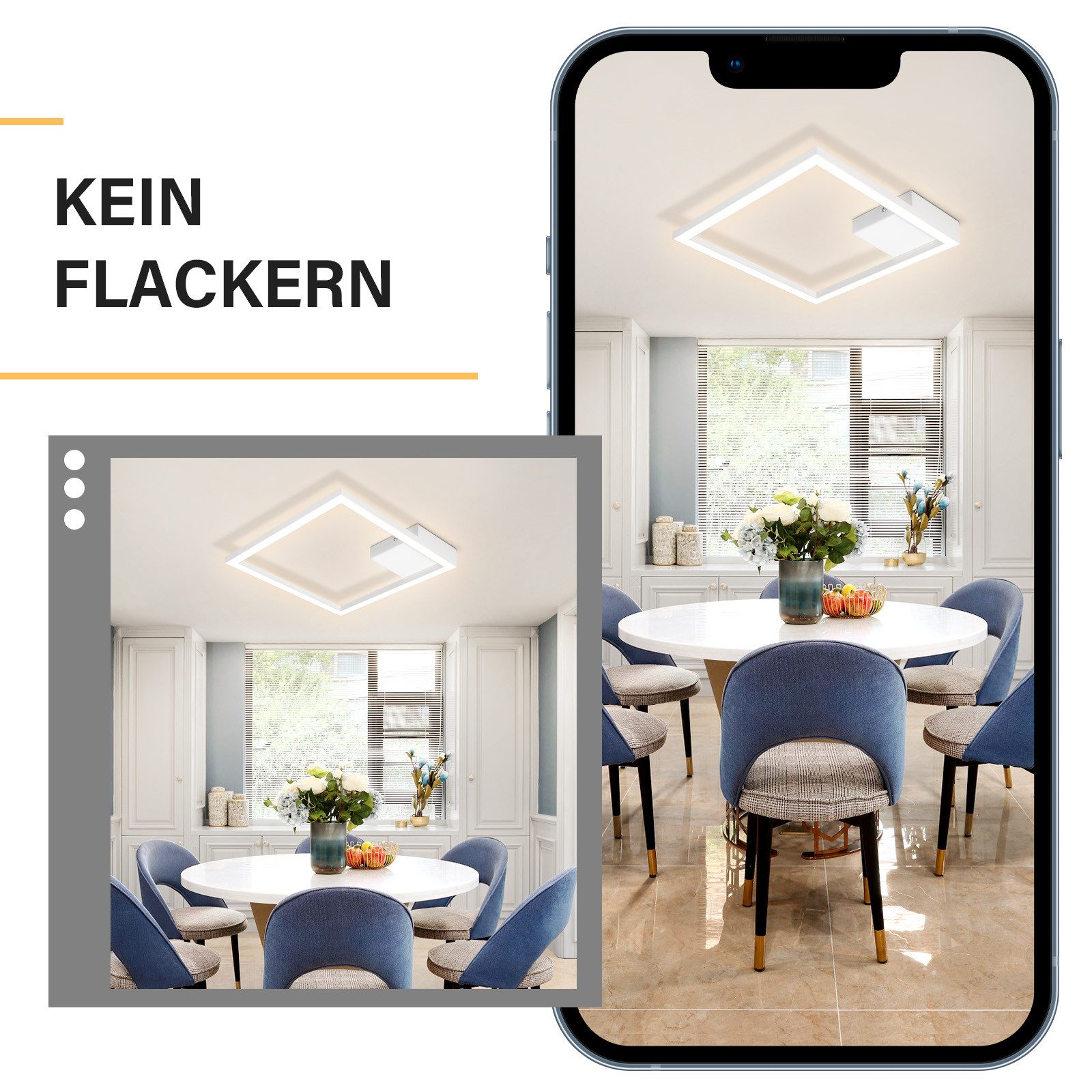 Nettlife LED Deckenleuchte Flur Wohnzimmer Schwarz moderne Kristall Deckenlampe 12/24W, LED fest integriert, Warmweiß, ohne Kristalle 12W 29.4*29.4*3.8cm für Wohnzimmer Flur Schlafzimmer