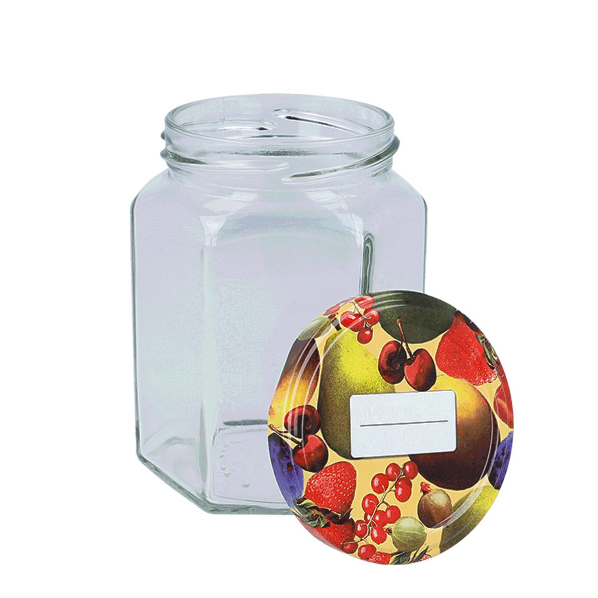 Einmachgläser Marmeladenglas (Einmachglas sechseckige EUROHOME Set), Konfitüren Marmeladengläser Marmeladen, mit Glas, - im und für Deckel perfekt 4er Schraubgläser