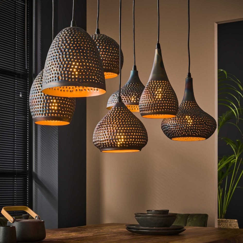 famlights Pendelleuchte famlights, Pendelleuchte Janko in Braun-antik und Bronze E27