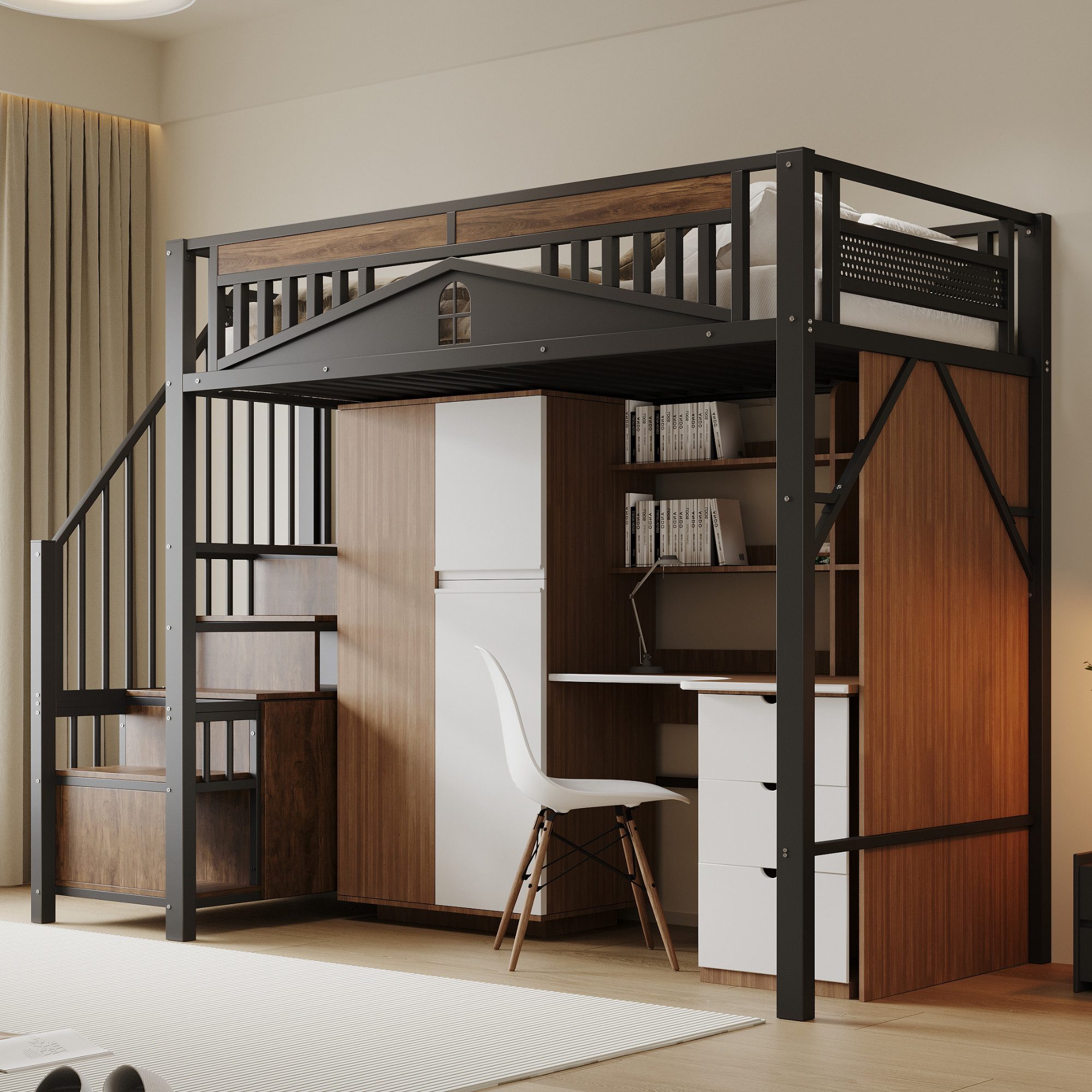 Merax Hochbett Kinderbett Jugendbett Einzelbett Eisenbett günstig online kaufen