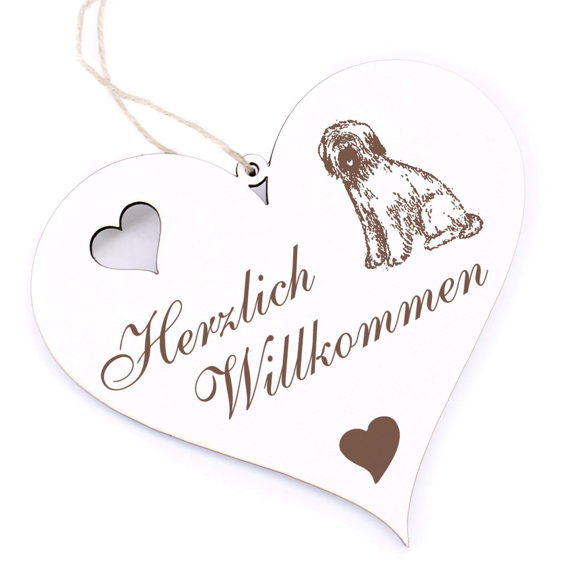 Dekolando Hängedekoration Herzlich Willkommen - Briard 13x12cm - Hund
