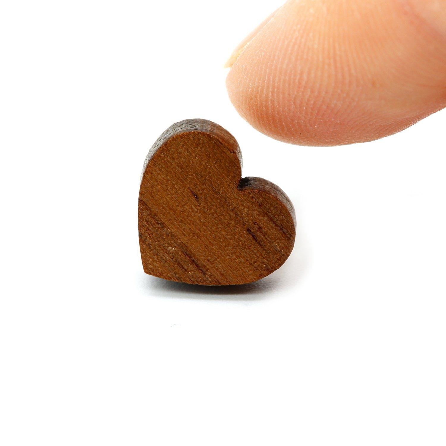 NaturSchatulle Paar Ohrstecker Herz (Holzschmuck, Holzohrringe), 12mm