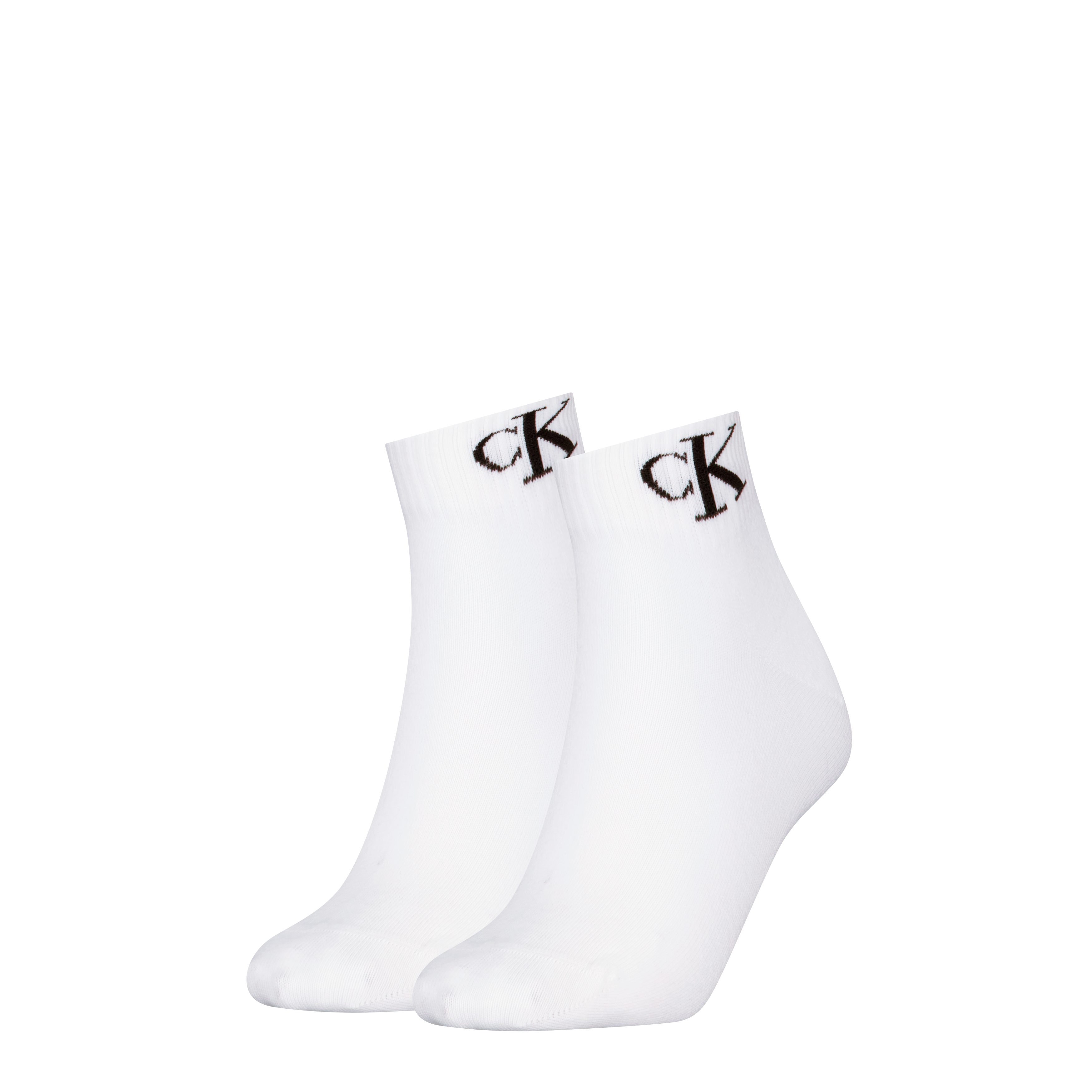 Calvin Klein Jeans Kurzsocken CKJ WOMEN QUARTER 2P MONOGRAM (2-Paar, 2 Paar) mit Logostickerei