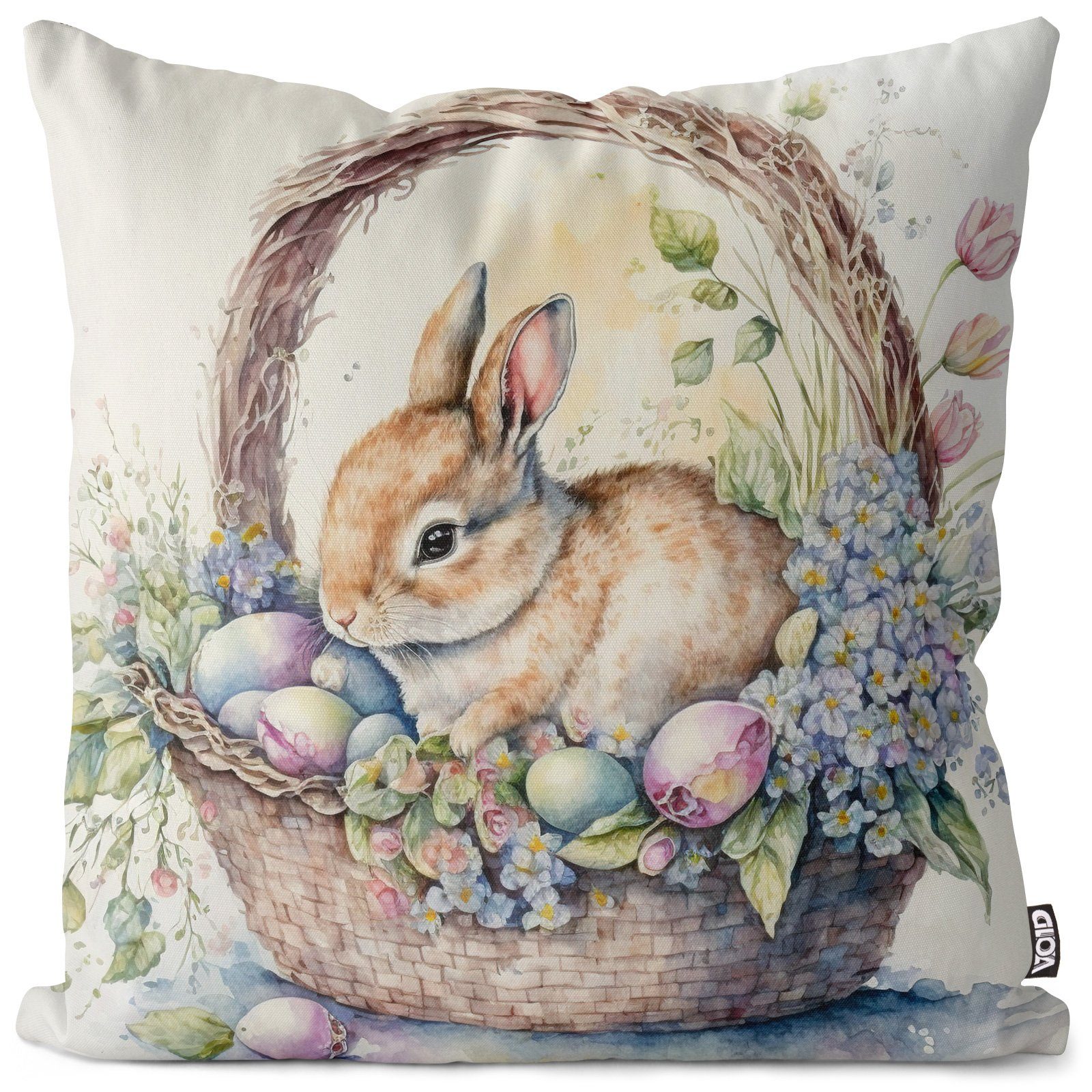VOID Kissenbezug, (1 Stück), Kleiner Hase Osterkorb 40x40 Sofakissen Polyester Kissen Geschenke Os