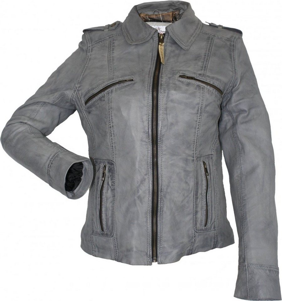 German Wear Lederjacke Trend 415J grau Damen Lederjacke Jacke aus Lamm  Nappa Leder Grau