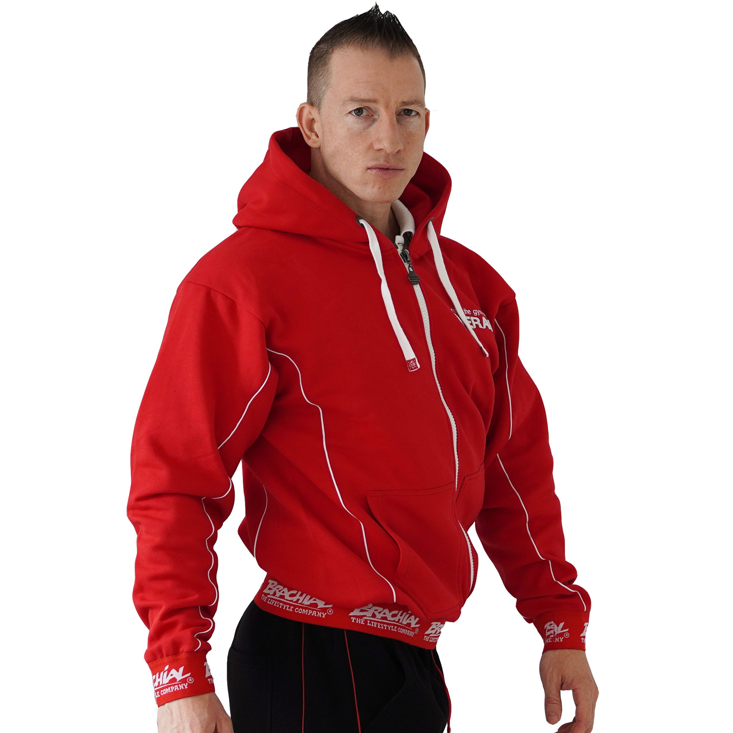 BRACHIAL THE LIFESTYLE COMPANY Kapuzensweatjacke Brachial Zip-Hoody "Spacy" rot/weiß