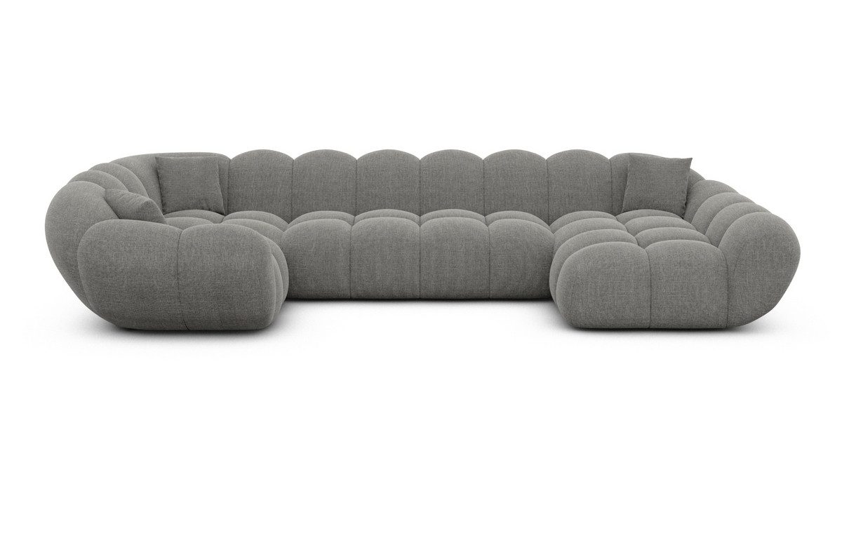 Sofa Dreams Wohnlandschaft Maleron U Form Design Stoffsofa, 6-Sitzer, Polsterecke, Ottomane rechts, Strukturstoff Dunkelgrau